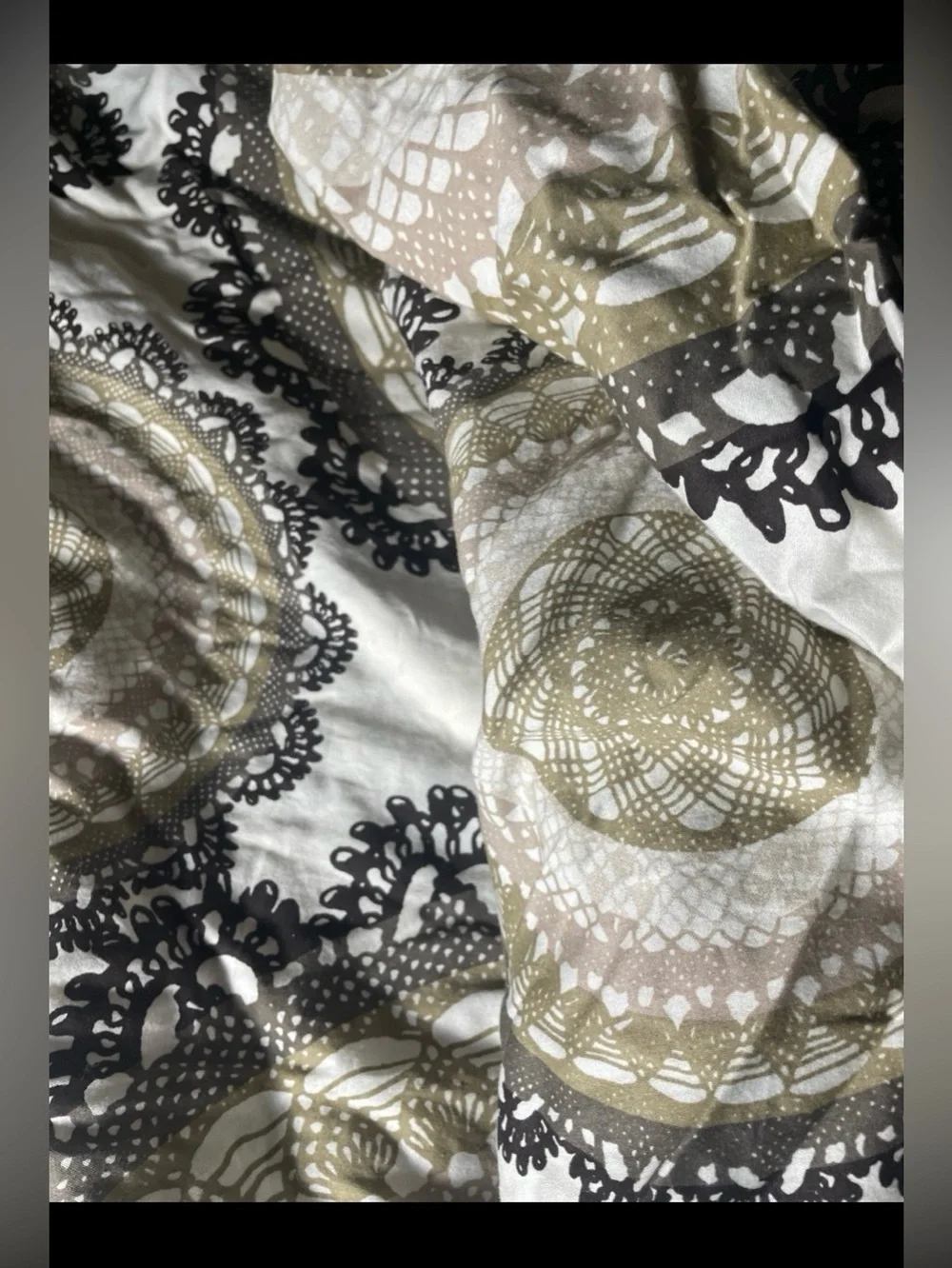 IKEA Neutral Medallion Print Duvet Bedding Cover Vintage Queen/King Cotton